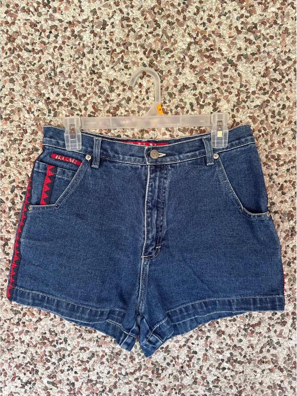 B.U.M. Equipment Vintage High Waist Denim Shorts Juniors 9/10 Red Trim